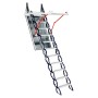 Minka Bodentreppe Type 13 X-Large, weiß-anthrazit, ausgefahren. Raumspartreppe für den Innenbereich.