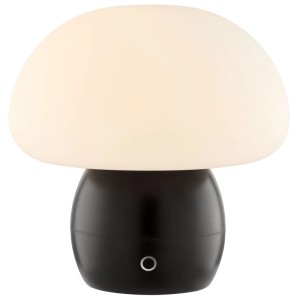 Brilliant LED Tischleuchte Dupos, 22cm, schwarz/weiß, mit leuchtendem Pilzschirm. Kabellos, dimmbar.