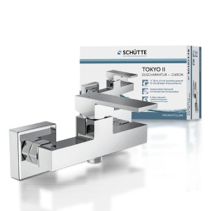 Schütte Duscharmatur Tokyo II Chrom, Aufputz-Mischbatterie mit eckigem Design.