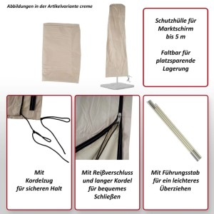 Gelbe Schutzhülle Carpi für Marktschirm bis 5 m, faltbar mit Reißverschluss und Kordelzug.