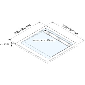 Technische Zeichnung: Schulte Duschwannen-Set ExpressPlus Extraflach Quadrat 100x100 cm.
