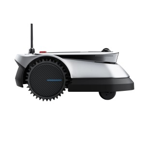 Ecovacs GOAT G1-2000 Mähroboter mit Garage, seitliche Ansicht. Rasenroboter für Flächen bis 2000 m².