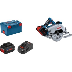 Bosch Professional Akku-Kreissäge GKS 18V-68 mit Akku, Ladegerät und Koffer.