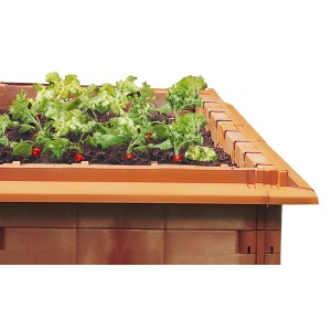 Juwel Schneckenkante Terracotta mit Ecken am Hochbeet, schützt Pflanzen.