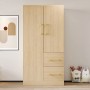 okwish Kleiderschrank mit Doppeltür Schubladen Staufächer Kinder 70x135x40cm Natur_4