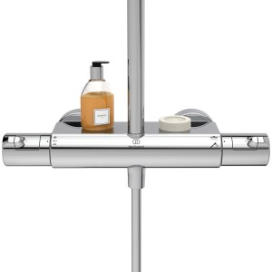 Ideal Standard Ceratherm T50 AP Duschsystem in Chrom mit Ablage für Shampoo und Seife.