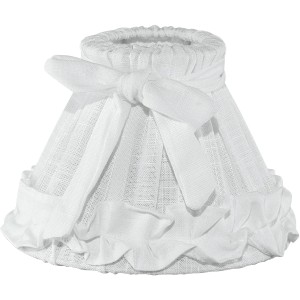 Weißer Leinen Lampenschirm (Ø 20,5 cm) für Tischlampen mit Schleife und Rüschen.