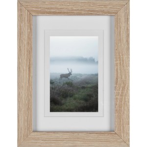 MDF-Bilderrahmen in Eiche gekälkt, 13x18 cm, mit breitem Rahmen und Passepartout.