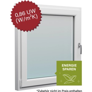 Weißes JM Meeth Energiesparfenster Ecoline, DIN links, 100x50 cm, mit 3-fach Verglasung.