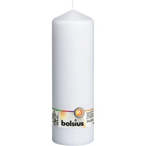 Weiße Bolsius Stumpenkerze, 250/78 mm, für den Innenbereich.