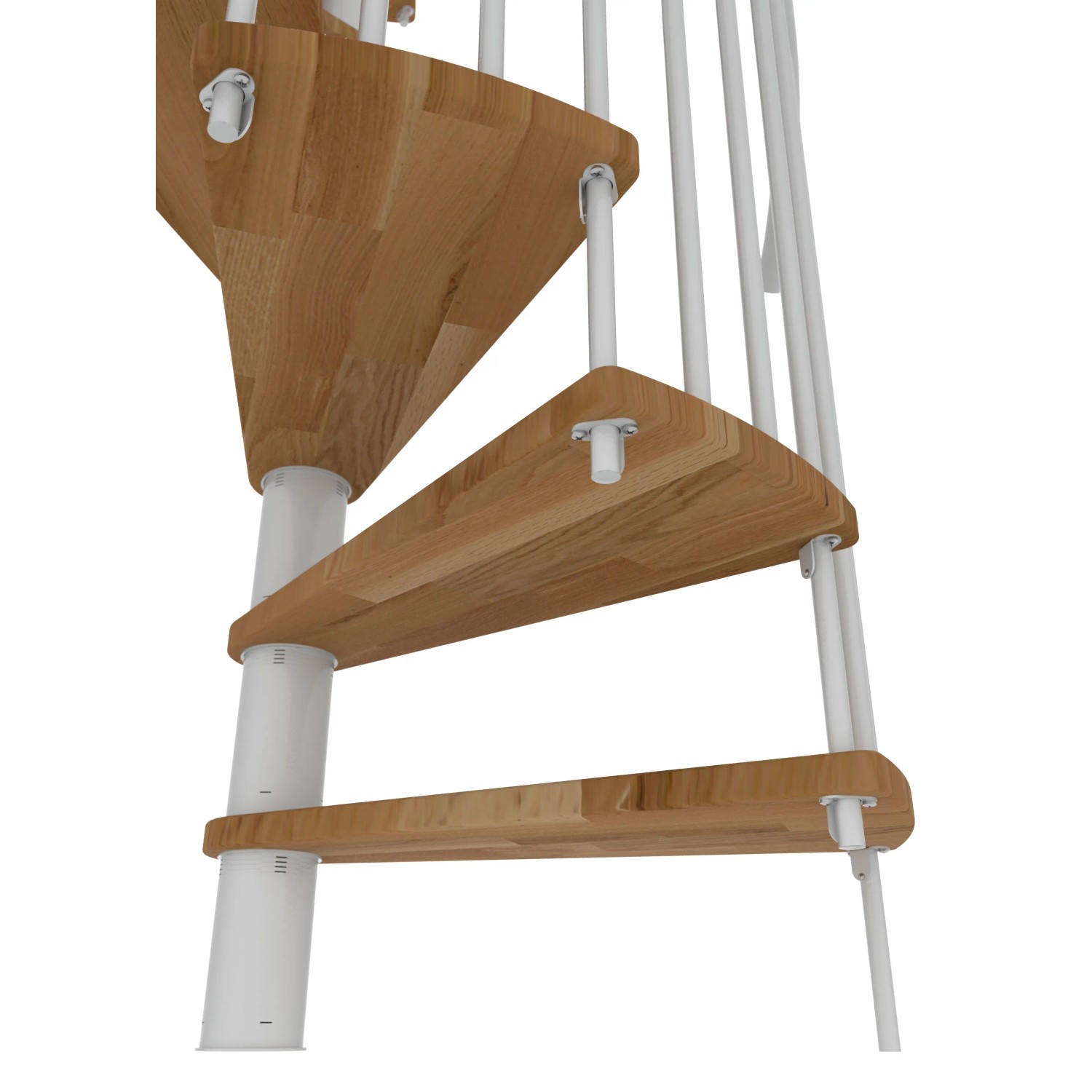 Detailaufnahme: Minka Spindeltreppe Spiral Smart, Eiche/Weiß, Innentreppe.