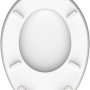 Weißer Schütte WC-Sitz Red Starfish mit Absenkautomatik, Holzkern. Passend für Standard WC-Becken.
