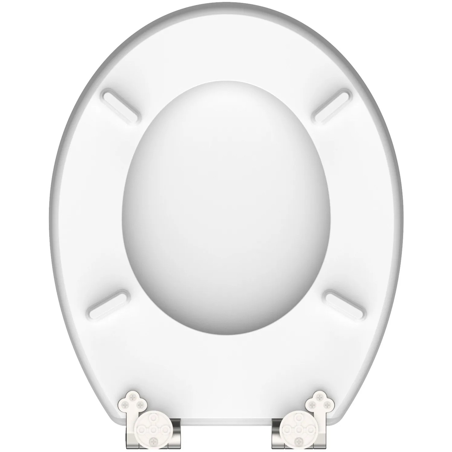 Weißer Schütte WC-Sitz Red Starfish mit Absenkautomatik, Holzkern. Passend für Standard WC-Becken.