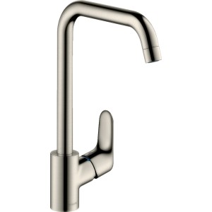 Hansgrohe Focus 260 Küchenarmatur mit Schwenkauslauf in Edelstahl-Optik.