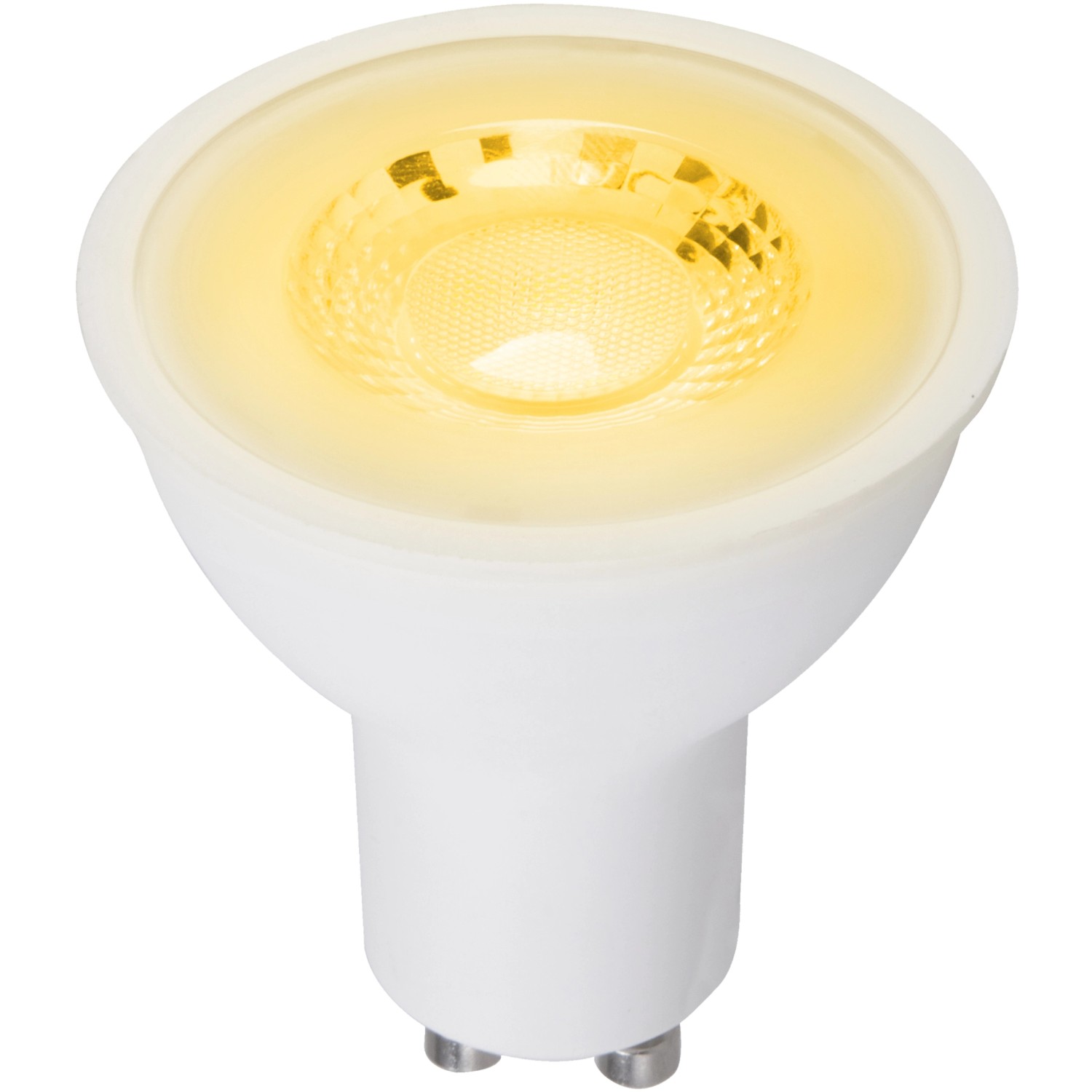 GU10 LED Leuchtmittel 4,5W mit warmweißem Licht, nicht dimmbar.