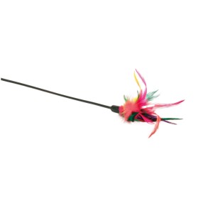 Jollypaw Spielstab mit bunten Federn, 50 cm lang, für Katzen.