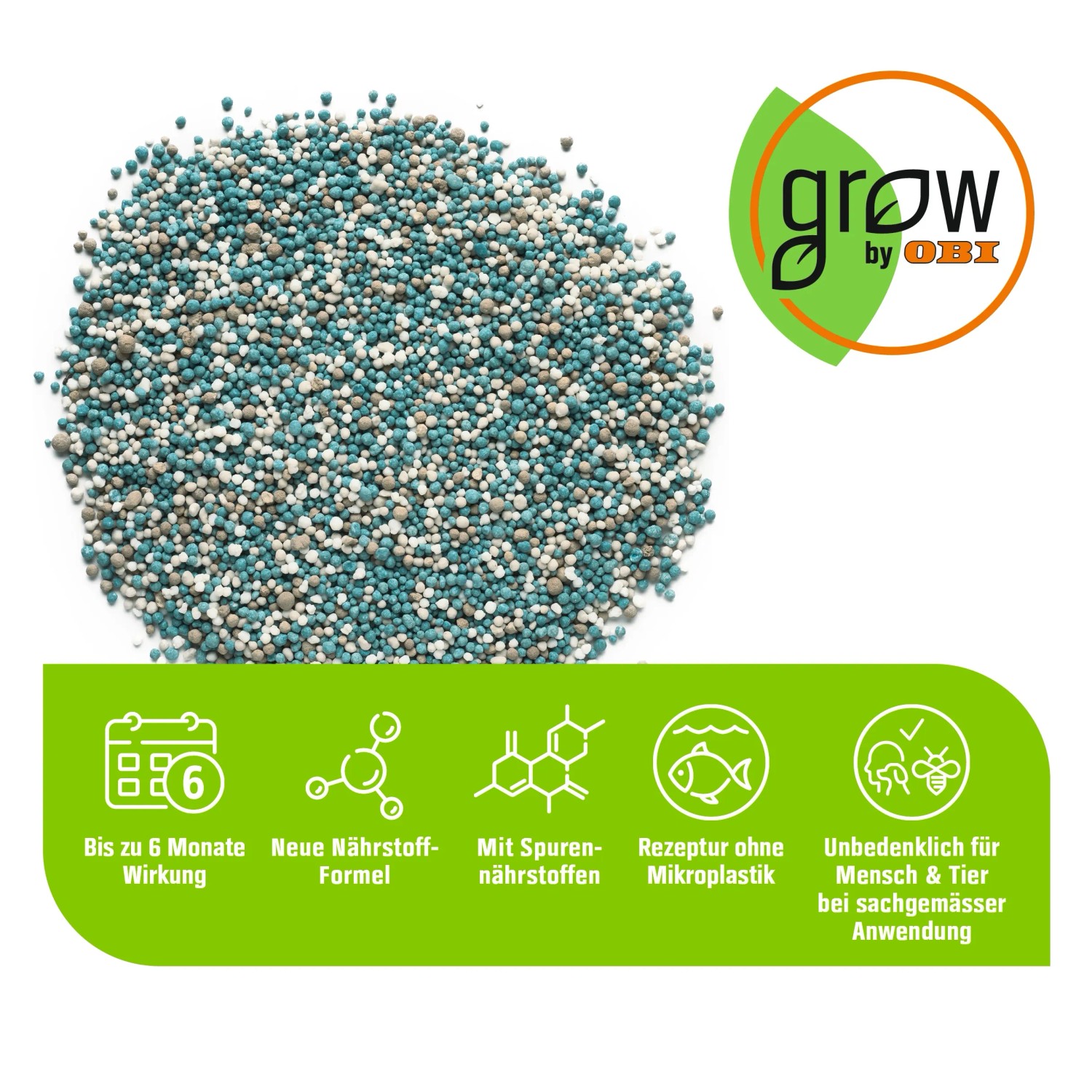 GROW by OBI Langzeit Rhododendron- und Azaleen-Dünger Granulat, wirkt bis zu 6 Monate.