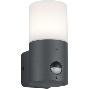 Anthrazitfarbene Trio Wandleuchte Hoosic mit Bewegungsmelder für den Außenbereich.