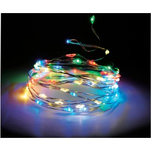 LED Lichterkette 100 bunte LEDs Silberdraht innen batteriebetrieb