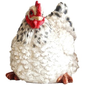 Sitzende Deko-Figur Huhn, 20 cm, aus Polystone für Garten und Balkon.