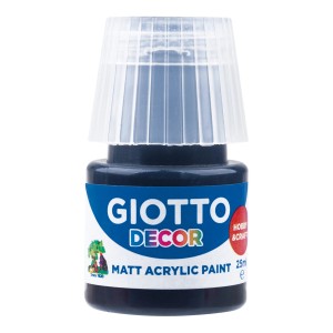 Giotto Decor Acrylfarbe Schwarz, 25ml, matte Acrylfarbe für Hobby und Dekoration.