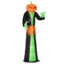 Aufblasbarer HOMCOM Halloween Kürbis mit LED-Beleuchtung, 270 cm, schwarz-orange, gruselige Deko.