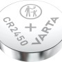Varta CR2450 Knopfzelle, 2er-Pack. Batterie für elektronische Geräte wie Autoschlüssel und Fernbedienungen.