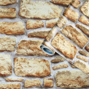Klebefolie Stone Wall, 45 cm x 2 m, mit Steinmauer-Optik für Möbel und Wände.