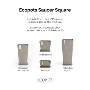 Ecopots Untersetzer quadratisch Braungrau 28 cm