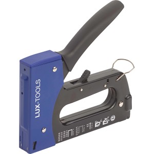 LUX Handtacker für Klammern und Nägel, blau-schwarz, für Heimwerker- und Bastelarbeiten.