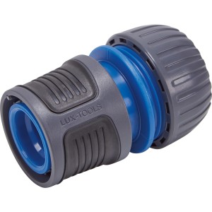 LUX Schlauchstück 19 mm mit Wasserstopp für Gartenschläuche, aus Kunststoff und Metall.