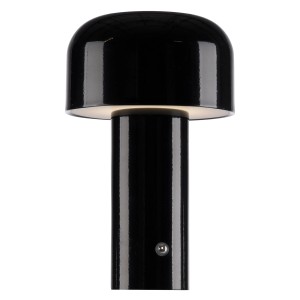 Schwarze LED-Akku-Tischleuchte Agnes von Just Light, 21,6 cm hoch, für den Außenbereich.