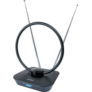 Schwarze Zimmerantenne ZA8960 011 für UKW/VHF/UHF Empfang mit Verstärker.