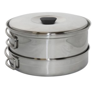 Enders Culina Kochtopf-Set, 6-teilig, aus Edelstahl. Camping Kochgeschirr mit zwei Töpfen, Pfanne und Tasche.