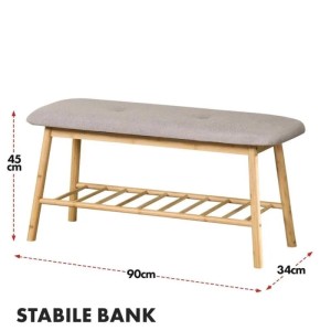KARAT Bambus Sitzbank Montana Schuhregal mit Stauraum und Sitzkomfort 34 x 90 x 45 cm