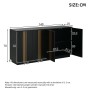 okwish Sideboard mit 4 Türen Verstellbaren Trennwänden Wohnzimmer 140x35x70cm Schwarz_5