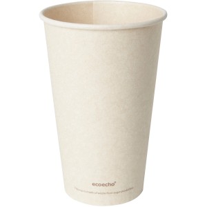 Duni Bagasse Becher, natur-beige, 470ml, 10er-Pack. To-Go Becher aus Zuckerrohr-Abfall.