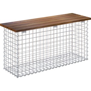 Gabiona Gabionenbank 105 cm x 50 cm x 30 cm Maschenweite 5 cm x 5 cm Cumaru