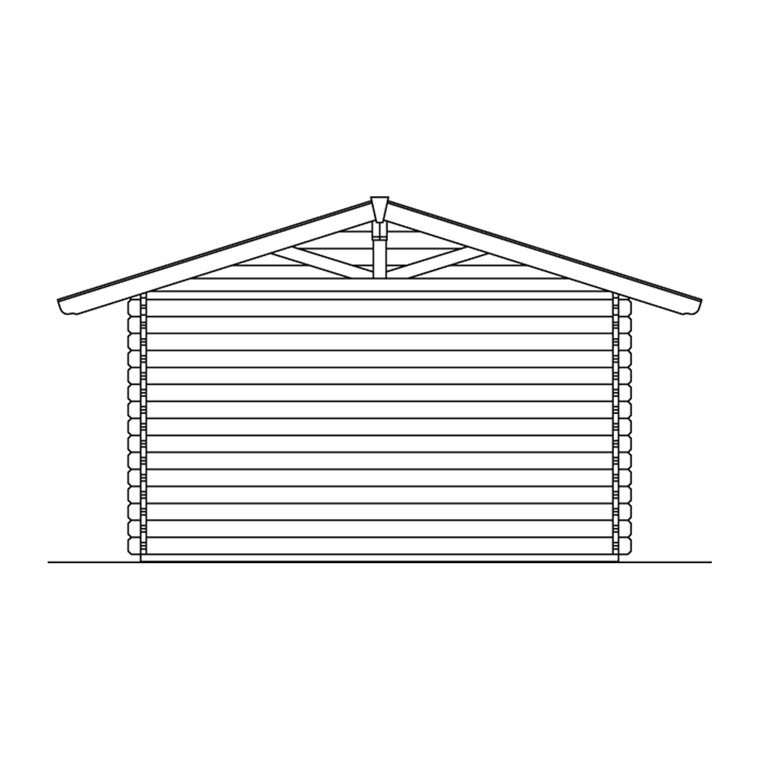 Skizze Skan Holz Gartenhaus Davos 1 Natur, 380x300cm, Seitenansicht