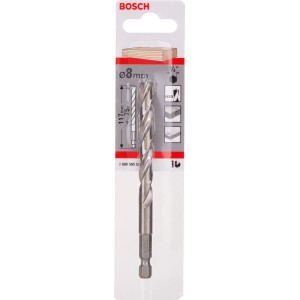 Bosch Holzspiralbohrer 8 mm mit Sechskantschaft, geeignet für Bohrmaschinen und Schrauber.