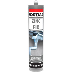Soudal Zinc Fix, grauer Kleb- und Dichtstoff für Zink, 290ml Kartusche.