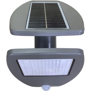 Lutec LED-Solarleuchte Zeta mit Bewegungsmelder und Solarpanel für die Wandmontage.