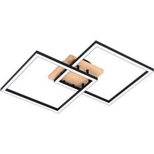 Moderne Eglo LED-Deckenleuchte Lomaltas-Z, 4-flammig, schwarz-braun, eckig. Connect Leuchte für Wohnräume.