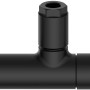 Schwarzes, mattes Kirchhoff Universal Eckventil für Kalt- und Warmwasserleitungen.