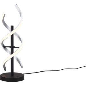 Trio Tischleuchte Sequence, gebürstetes Aluminium, spiralförmiges Design für Wohn- und Schlafbereich.