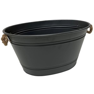 M Collections Zinkwanne Beat Oval Rope mit 2 Henkeln 43 cm x 22 cm x 30 cm Grau