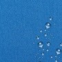 Blaues Gartenkissen für Polyrattan Möbel, wasserabweisend mit Wassertropfen.