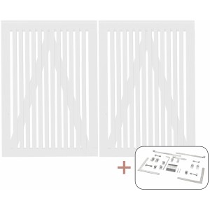 Weißes Doppeltor Sendai aus Nadelholz, 200x140 cm, inklusive Beschläge für Gartentore.