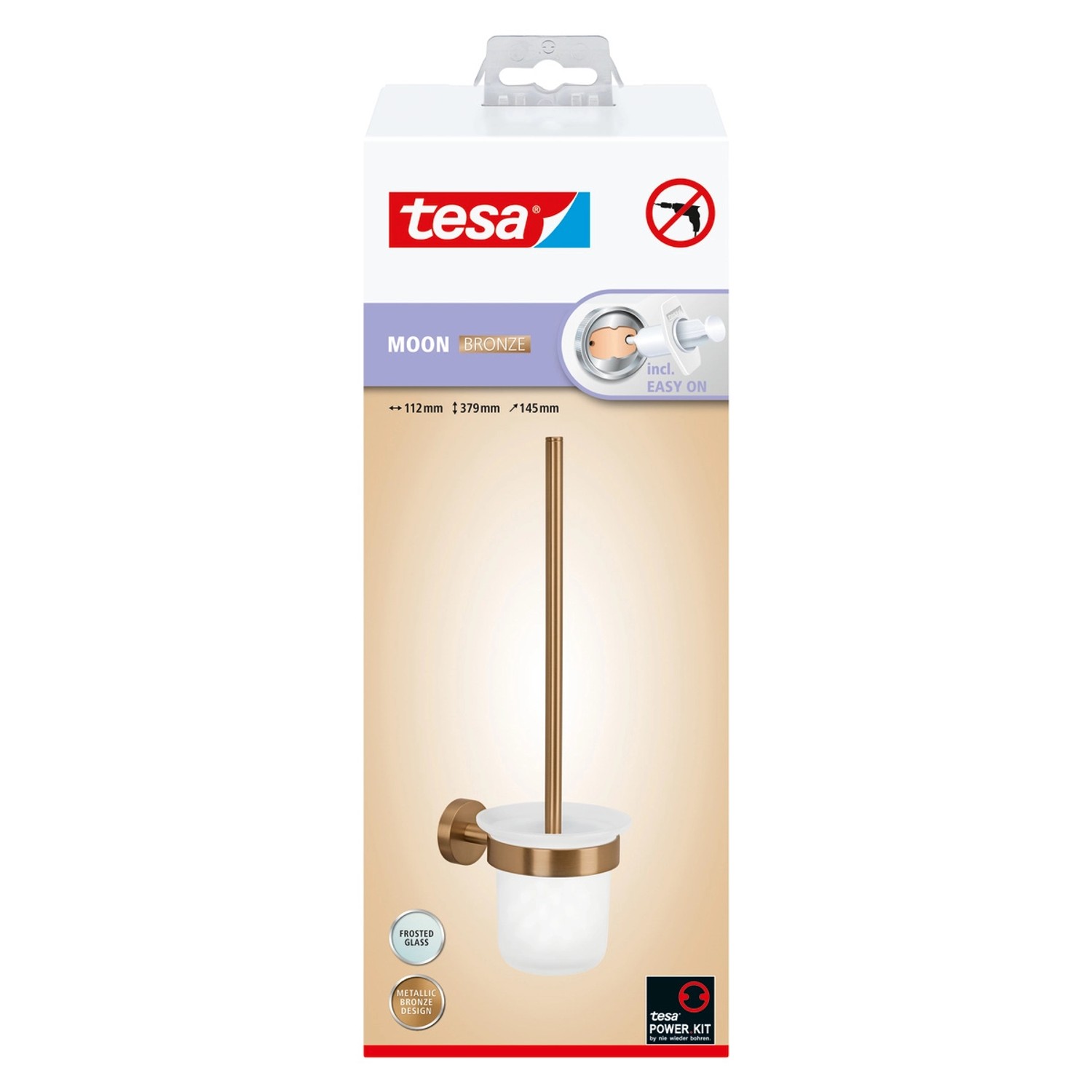 Tesa Moon WC-Bürstengarnitur in Bronze mit Glasbehälter, Ø 11,2 cm.