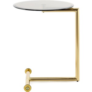 Kayoom Beistelltisch Servant Gold mit Glasplatte, Ø 46x62cm, ideal für Sofa.